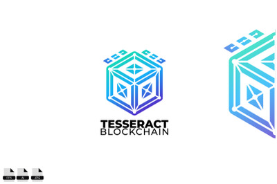 Blockchain tech logo design vector illustration