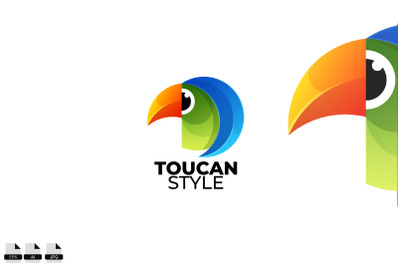 Gradient toucan vector logo design icon template