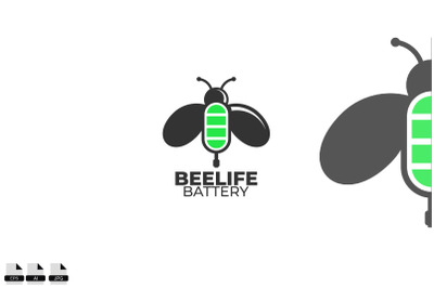 Bee battery vector logo design icon template