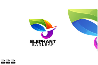 Gradient elephant ear leaf vector logo design template