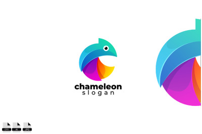 Gradient chameleon vector icon logo design illustration