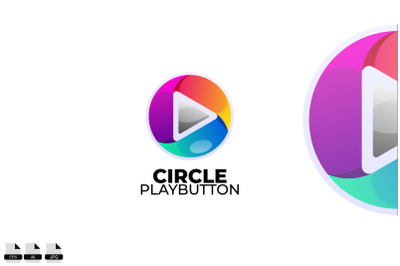 Gradient circle play button vector logo design template