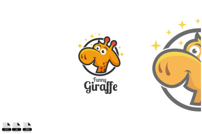 Funny giraffe vector logo design illustration icon