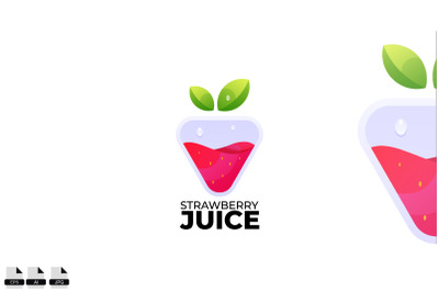 Strawberry juice vector logo design template symbol