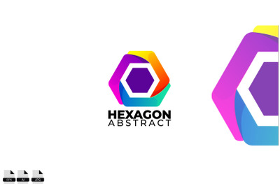 Gradient hexagon logo design vector template