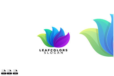 Gradient leafs vector logo design illustration