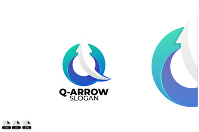 Letter Q arrow vector design logo template icon