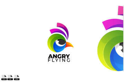 Gradient angry vector logo design illustration icon