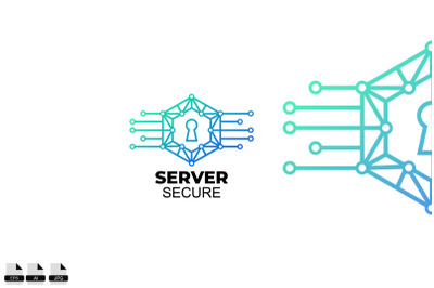 Server secure tech vector logo design template