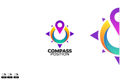 Compass position vector logo design template icon