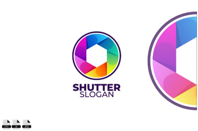 Gradient shutter vector logo design template