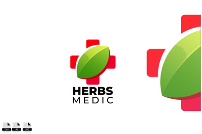 Herbs medic logo design vector template icon