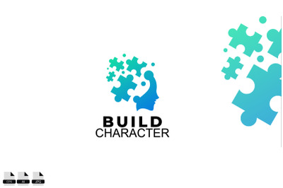 Build character vector logo design illustration icon