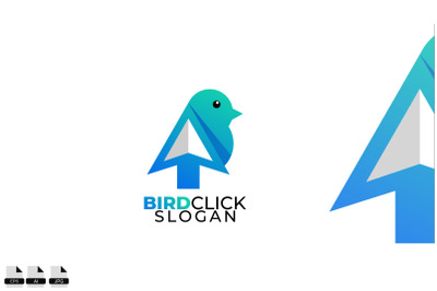 Bird click vector logo design illustration icon