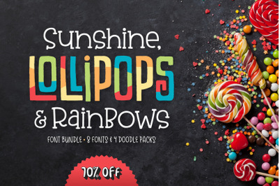 Sunshine, Lollipops &amp; Rainbows Font Bundle