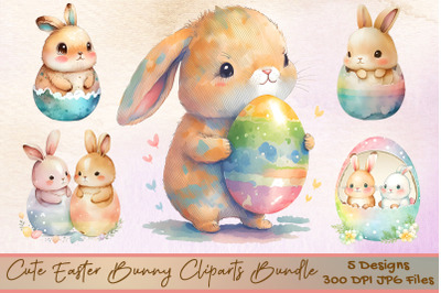 Cute Easter Bunny Cliparts Bundle