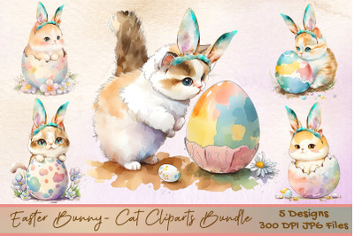 Easter Bunny Cat Cliparts Bundle