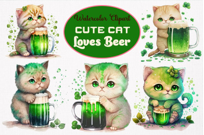 Cute Cat Loves Beer St Patrick&#039;s Day Bundle