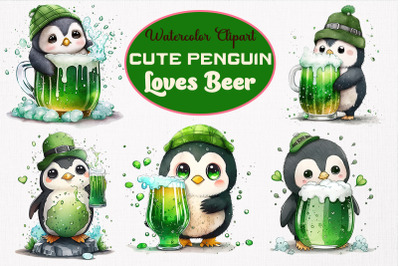 Cute Penguin Loves Beer St Patrick&#039;s Day Bundle