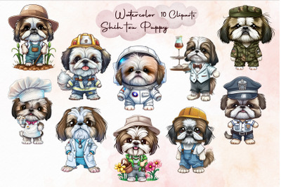 Shih Tzu Puppy Cliparts Bundle