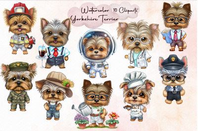 Yorkshire Terrier Puppy Cliparts Bundle