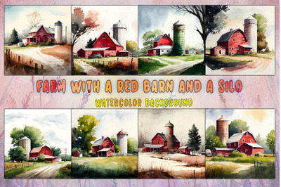 Farm With A Red Barn And A Silo