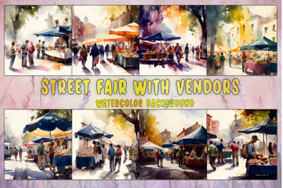Street Fair With Vendors Selling Food