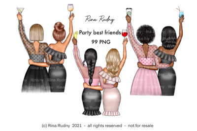 Best friends clipart, bff clipart, party clipart, besties png,