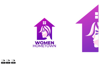 Women home town vector logo design illustration