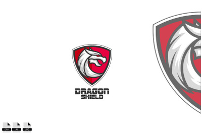 Dragon shield vector logo design illustration icon