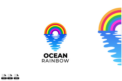 Gradient ocean rainbow vector logo design icon