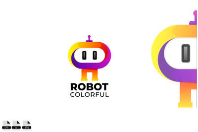 gradient robot vector logo design illustration