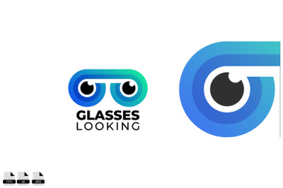Glasses looking vector template logo design