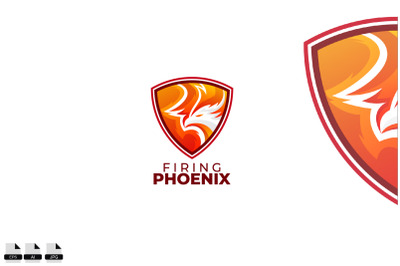 Firing phoenix vector logo design illustration