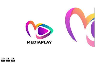 Gradient mediaplay vector logo design illustration