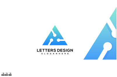 Modern Abstract Initial Letter A technology Logo design