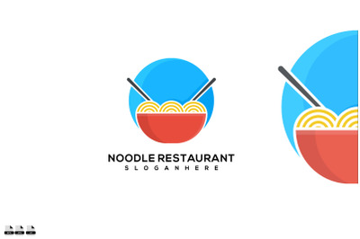 Awesome Noodle Restaurant Logo design vector illustration