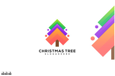 Christmas Gradient Tree Logo icon design vector symbol