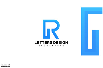 Initial Letter R blue logo design symbol vector