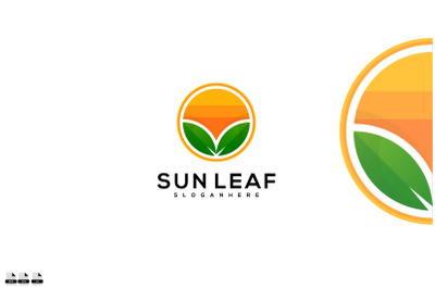 Professional Sun Leaf Logo design vector illustration