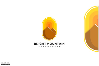 Mountain Sun Logo in Badge shape design