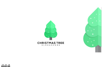 Abstract Modern Christmas Tree logo design in Love shape