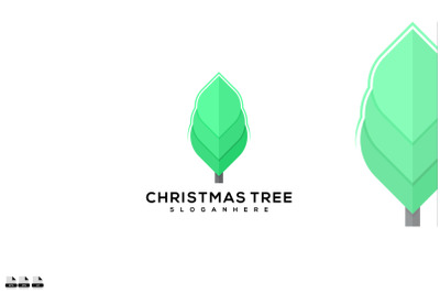 Abstract Modern Christmas Tree logo design in Love shape