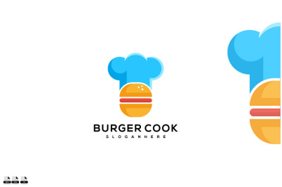 Premium Chef Burger Logo design vector illustration