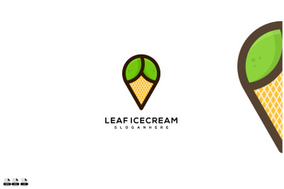 Awesome Leaf Ice cream Logo icon design vector template