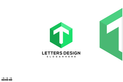 Initial Letter T logo design in Hexagon shape