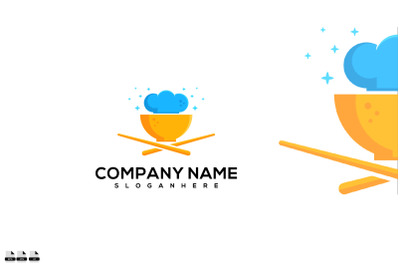 Chef Noodle Logo icon design vector illustration Template