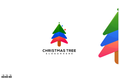 Christmas tree vector icon logo design template