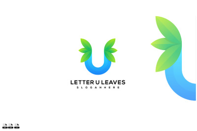 Letter U leaves vector logo template design