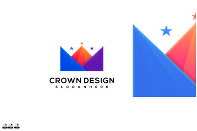 Crown design vector logo illustration symbol